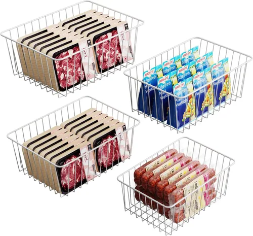 iSPECLE - Cajas organizadoras para congelador - Juego de 4 cajas verticales para congelador de 16/17/21 pies cúbicos, para obtener alimentos Paquete