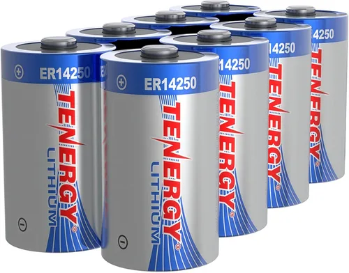 Tenergy Batería de litio de 3.6 V 1/2 AA, baterías no recargables ER14250 de 1200 mAh para sistemas de alarma, sensores de seguridad para el hogar,