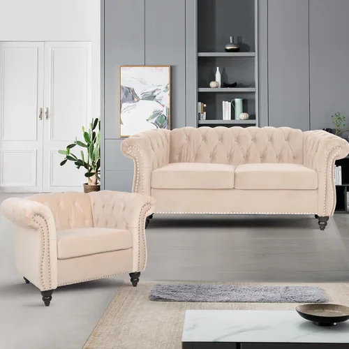 Miniatura 7 de AVZEAR Silla de Acento para Sala de Estar, Silla de Sofá Tapizada Silla de Sofá Individual con Respaldo Acolchado, Silla de Sofá Chesterfield