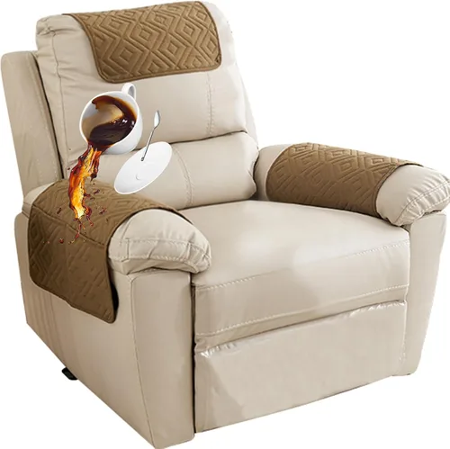 Miniatura 20 de Funda para Reposabrazos de Sofá, Funda para Reposacabezas de Silla Reclinable, Funda de Sillón con Bolsillos, Protector de Muebles Acolchado Beige