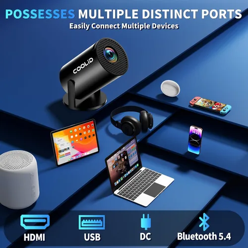 Miniatura 6 de [Aplicaciones integradas y actualización 2025] Mini proyector compatible con 4K 1080P Auto Keystone 270° giratorio con WiFi 6 y Bluetooth 5.4