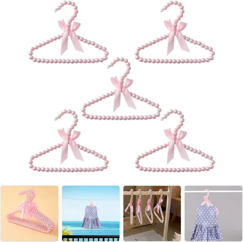Miniatura 8 de Toddmomy Perchas para bebés, 5 piezas de perlas, perchas para ropa con cuentas, perchas para ropa de vestir y pantalones, perchas para armario