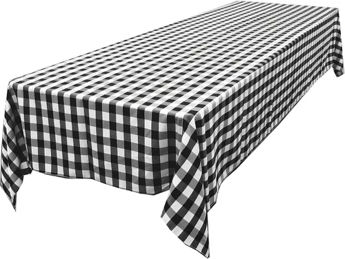 Miniatura 50 de LA Linen Mantel rectangular de poliéster Gingham a cuadros 60 por 84 pulgadas, blanco y verde oscuro