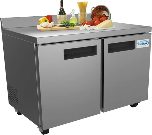 Miniatura 3 de KoolMore 48" de acero inoxidable 2 puertas congelador comercial de encimera con 3 1/2 contrasalpicaduras - 12 pies cúbicos