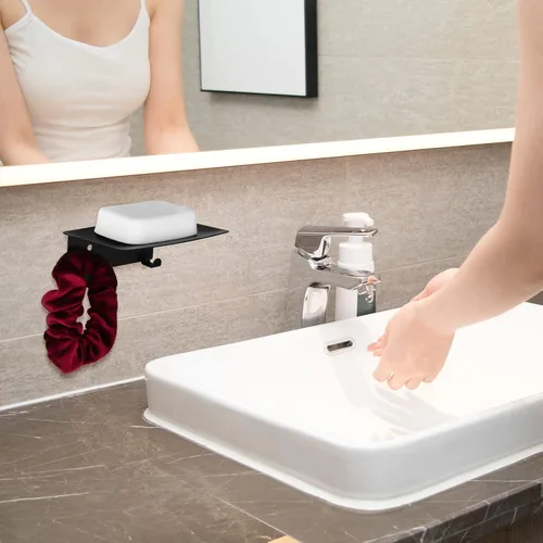 Miniatura 6 de Jabonera para ducha, soporte de jabón autoadhesivo de 4 ranuras para baño, soporte de jabón de ducha montado en la pared con gancho, bandeja