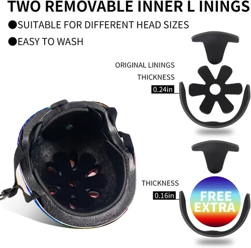 Miniatura 6 de Casco de bicicleta ajustable con gradiente de color para niños pequeños de 3-5-8-14+ años, niñas y niños. Casco para monopatín y bicicleta