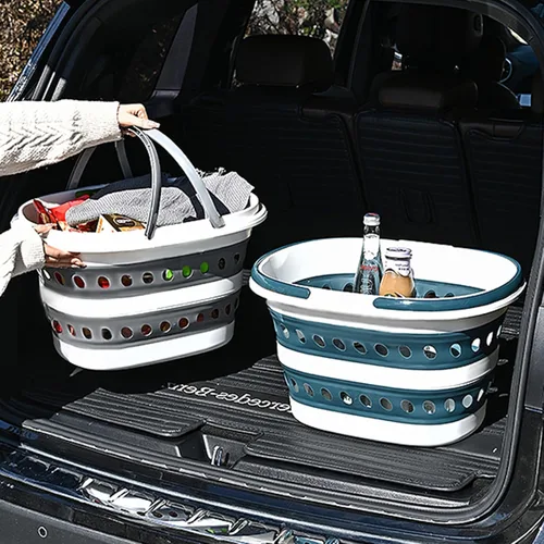 Miniatura 5 de Cesta de lavandería plegable compacta, cesta desplegable de tamaño pequeño, perfecta para dormitorio, baño, viajes, no para familias numerosas