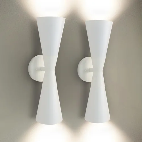 Miniatura 20 de Juego de 2 apliques de pared negros modernos, apliques de pared interiores hacia arriba y hacia abajo, lámpara de pared interior de mediados