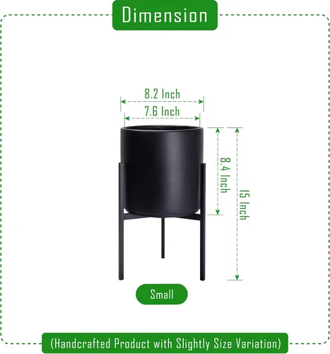 Miniatura 2 de Macetero moderno con soporte de metal de 8, 10, 12 y 14 pulgadas, para plantas