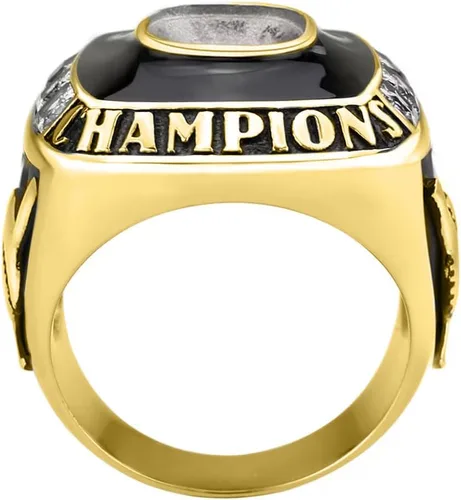 Miniatura 4 de Anillo de campeonato de acero inoxidable con texto y color personalizados - Trofeo, fútbol americano, béisbol, baloncesto, deportes electrónicos