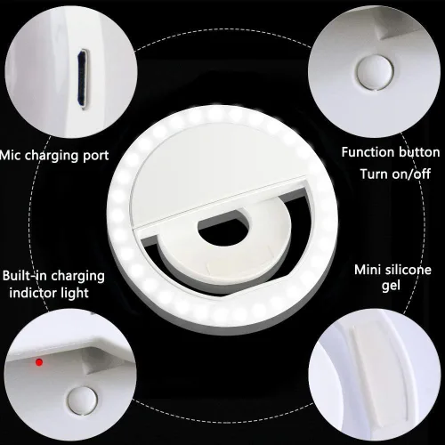 Miniatura 3 de XINBAOHONG - Anillo de luz para selfie, recargable, portátil, con clip, con 36 LED, para iPhone, Android, fotografía de teléfono inteligente, cámara