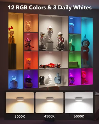 Miniatura 5 de Luces LED recargables de disco con control remoto, luces de botón con pilas de 2400mAh, luces adhesivas magnéticas para tocar, luz inalámbrica