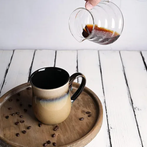Miniatura 5 de Bosmarlin Taza grande de café de cerámica, 20 onzas, taza de té grande para oficina y hogar, apta para lavavajillas y microondas (20 onzas, nuez)