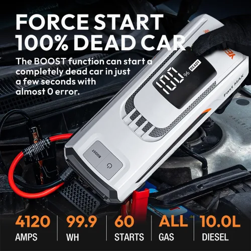Miniatura 2 de YESPER Paquete de batería de arranque de impulso 4120A 27000mAh Cargador de batería de coche Arrancador auxiliar (todo gas/hasta 10L diésel) 100W