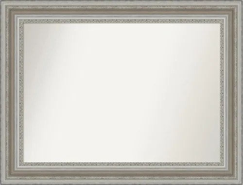 Miniatura 128 de Amanti Art Espejo de baño plateado para sobre el fregadero, 26 x 26 pulgadas, espejo cuadrado de plata antigua, marco de madera tradicional mediano