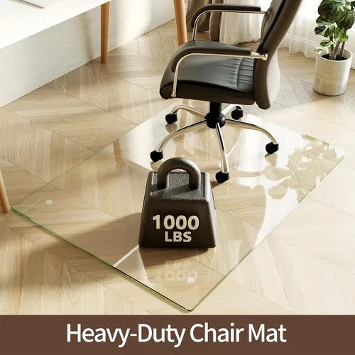 Miniatura 2 de Koonmi Tapete para silla de vidrio templado de 36"x48" - Tapete premium para silla de oficina para suelos de madera dura y alfombra de pelo bajo