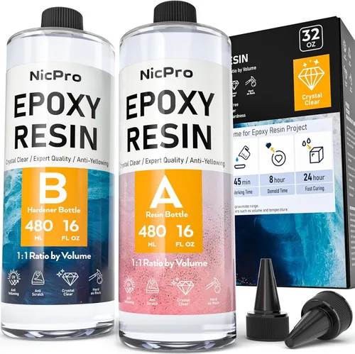 Miniatura 10 de Nicpro Kit de resina epoxi transparente de 1 galón, sin amarillamiento y sin burbujas, resina segura para alimentos para revestimiento y fundición