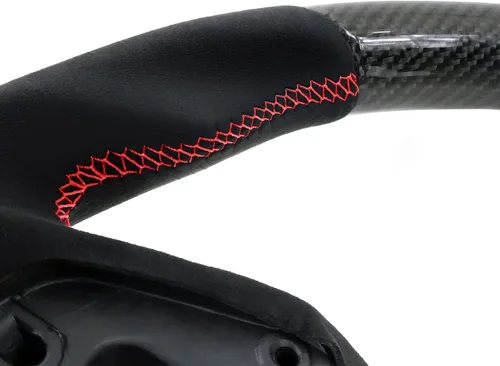 Miniatura 7 de IKON MOTORSPORTS, Volante compatible con Honda Civic de 10ª generación 2016-2021, volante de fibra de carbono sintética tipo ante con costuras rojas
