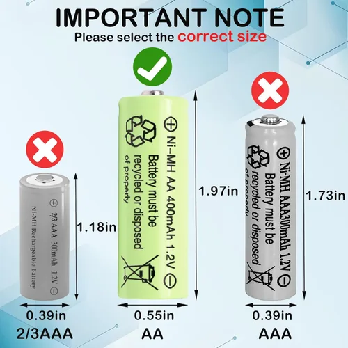 Miniatura 2 de Doble A 1.2 voltios 400 mAh NiMH recargables AA pre-cargadas baterías solares para luces decorativas al aire libre, luz de asta de bandera, mouse