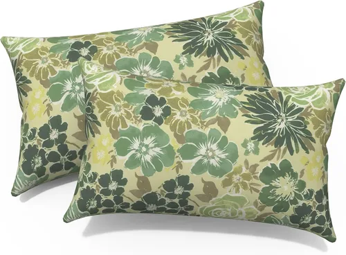 Miniatura 58 de Juego de 2 almohadas para exteriores de 16 x 16 pulgadas, repelentes al agua con interiores, para muebles de patio, hogar, jardín, geometría bohemia
