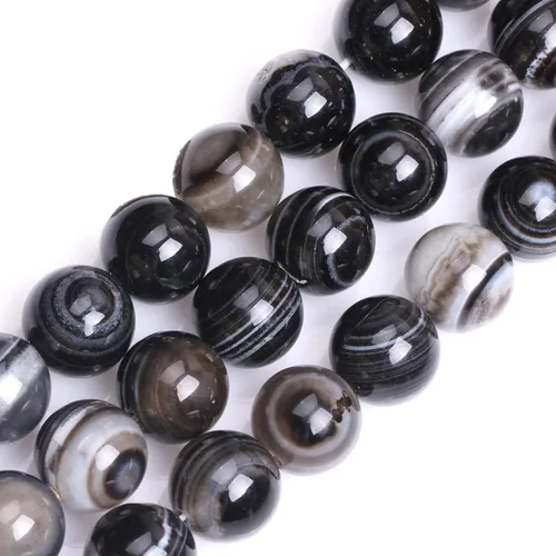 Miniatura 118 de GEM-Inside Cuentas sueltas de piedra natural de lava negra de 8 mm, redondas, piedra de energía para hacer joyas 15' Negro