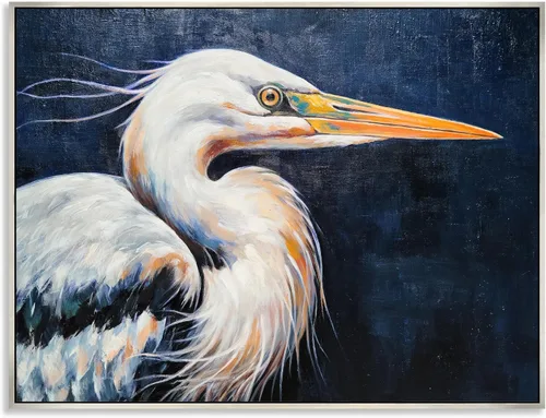 Miniatura 3 de Yihui Arts Lienzo enmarcado texturizado pintado a mano de garza