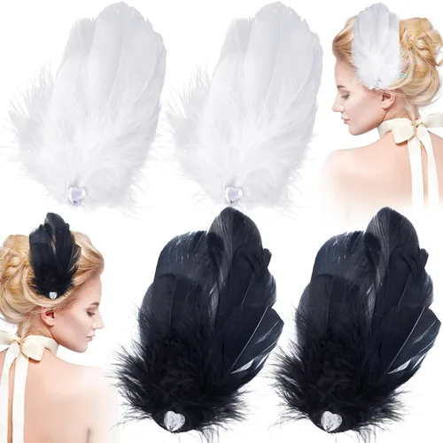 Miniatura 10 de ANCIRS Paquete de 4 pinzas para el pelo de plumas para mujer, pasadores de pelo en forma de ala mosca, accesorio para horquillas de los años 20, 2