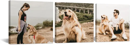 Miniatura 26 de CCWACPP Arte personalizado en lienzo con 3 fotos de retratos familiares de perros para boda, impresiones en lienzo, póster personalizado, decoración