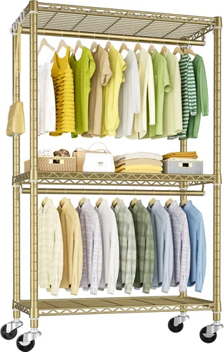 Miniatura 13 de FUTASSI P3 Mini perchero rodante de ropa, percheros de ropa para colgar ropa, perchero de prendas de servicio pesado, perchero de armario portátil