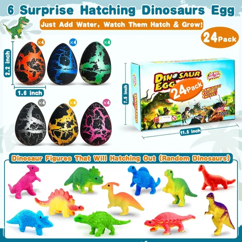 Miniatura 2 de 24 huevos grandes de dinosaurio para incubar, recuerdos de fiesta de cumpleaños, regalos de fiesta de cumpleaños para niños pequeños, premios