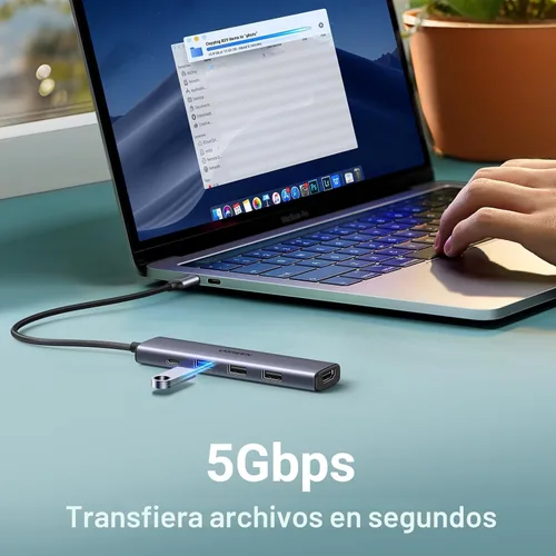 Miniatura 9 de UGREEN Adaptador multipuerto USB C 5 en 1 Revodok 105 4K HDMI, entrega de energía de 100 W, 3 puertos de datos USB-A, dongle USB C para MacBook