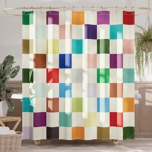 Miniatura 24 de AmazerBath Cortina de ducha floral, juego de cortinas de ducha lavables de tela con 12 ganchos para cortina de ducha, cortinas de ducha de tela C