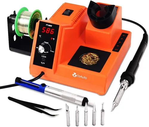 Miniatura 9 de TOAUTO DS90 - Kit de estación de soldadura con pantalla digital dual °F y °C, soldador de 90 W, temperatura de 302 ℉ a 842 ℉, diseño antiestático