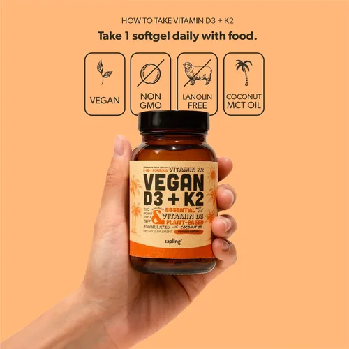 Miniatura 4 de sapling Suplemento vegano de vitamina D3 + K2 con aceite MCT de coco - 4000 UI de vitamina D y 100 mcg de vitamina K2 como Mk7 - Absorción