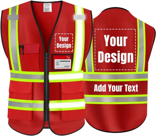 Miniatura 21 de Chaleco de Seguridad Reflectante de Alta Visibilidad Personalizable con Logo y 5 Bolsillos Hi Vis Chaleco Ropa de Trabajo Protectora para Exteriores
