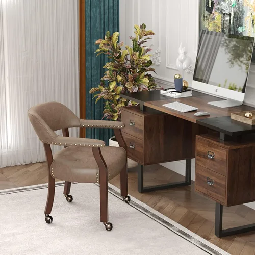 Miniatura 26 de Silla de comedor con ruedas, sillas de capitán con rodillos, juegos de dinette, sillas de póquer con ruedas, mesa de cocina, sillas rodantes, silla