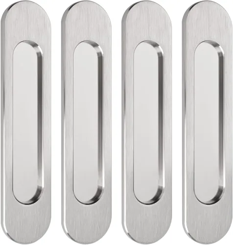 Miniatura 17 de MOROBOR Tiradores de puerta corredera ovalados autoadhesivos de 7.087 in, 2 manijas de aleación de aluminio sin perforaciones para puertas Bronce