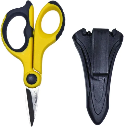 Tijeras Miller KS-2 de fibra óptica con asa de Kevlar y bolsa con gancho para cinturón, tijeras de utilidad fácilmente portátiles para electricistas