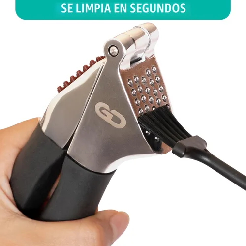 Miniatura 7 de Juego de prensa de ajo, trituradora y picadora de ajo resistente al óxido con asas ergonómicas, prensa manual de ajo fácil de apretar, cepillo