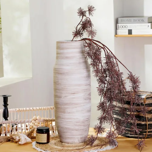 Miniatura 21 de ALMA Jarrón blanco alto para piso, jarrón extra grande de 18'' para ramo de flores secas de hierba de las pampas, jarrones grandes de cerámica