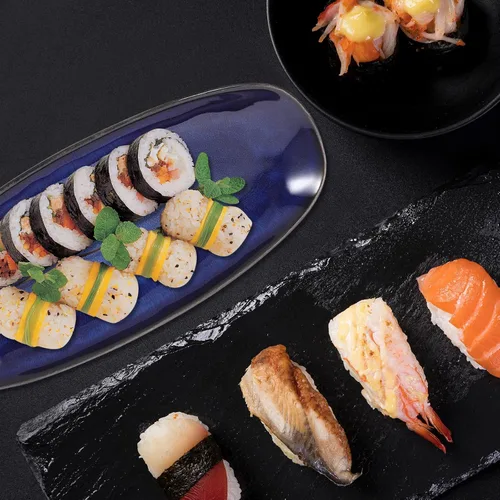 Miniatura 7 de Cabilock Platos de cerámica para sushi, platos de cerámica para sushi, estilo japonés, ovalados, platos de porcelana para servir charcutería
