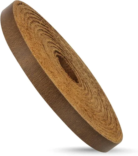Miniatura 2 de Ringsun Tiras planas de cuero de 1/4 pulgada de ancho para manualidades, correas de cuero de grano completo para cordón de artesanías, estampado