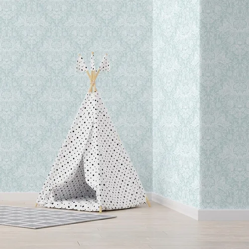 Miniatura 5 de World of Wallpaper Harlen Woodland Animal Flor y Planta Temática Pintado a Mano Estilo Damasco Papel pintado Dormitorio Guardería Pato Huevo Azul