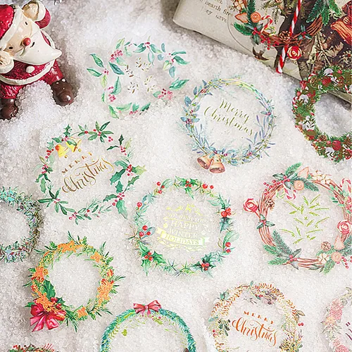 Miniatura 5 de Aromoty Calcomanías de Navidad de lámina dorada de Papá Noel, muñeco de nieve Set (180 piezas con 6 temas) - Calcomanías de resina transparente