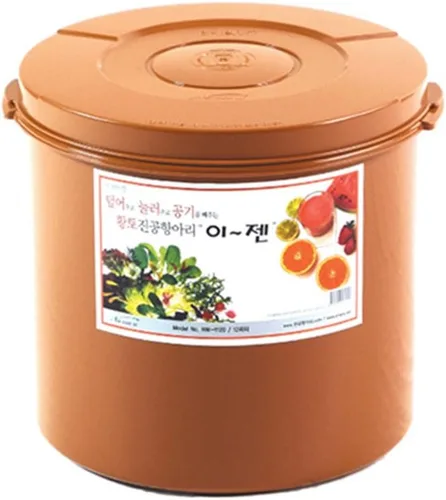 e-jen Premium Kimchi, Sauerkraut - Contenedor para fermentación de probióticos con tapa de vacío interior, redondo (5.8 galones/ 22 litros)