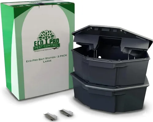 Estación de cebo para ratones, paquete de 2 cajas de cebo con cerradura resistentes a manipulaciones para interiores y exteriores, caja grande de