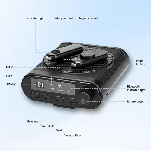 Miniatura 8 de Amplificador de voz inalámbrico con 2 micrófonos inalámbricos (Lavalier magnético), amplificador de voz portátil para profesores, fitness, aula
