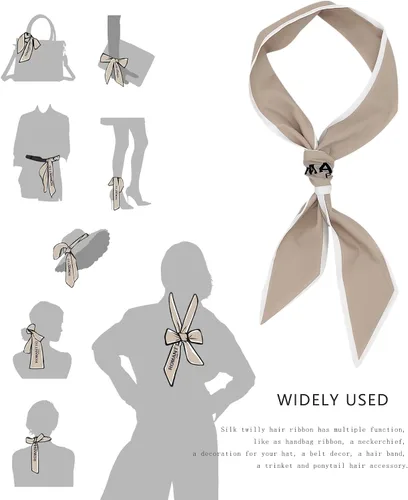 Miniatura 28 de Women's Designer Neckerchief Handbag Handle Ribbon Fashion Scarf Letter Printed Hair Tie
