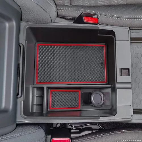 TACORBO Organizador de consola central compatible con accesorios Nissan Frontier 2022-2023 2024 2025, caja de almacenamiento secundario para Rojo