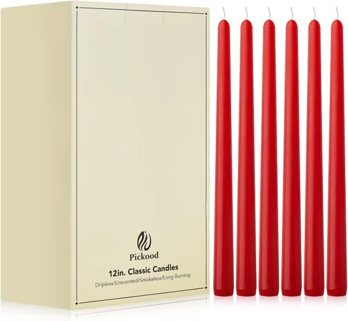 Miniatura 6 de Velas cónicas largas de 10 pulgadas sin aroma y sin goteo de 30 unidades, paquete a granel - Velas cónicas blancas a granel, perfectas para bodas